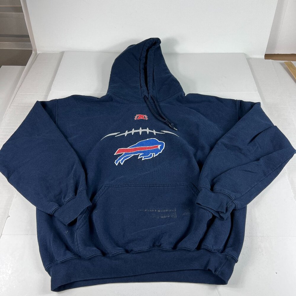 Y2K NFL Buffalo Bills Football Sweatshirt Adult Medium Blue Faded Logo Hoodie
